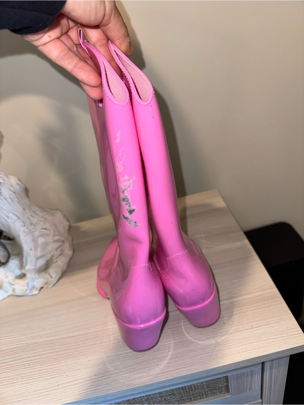 Bright Pink Women's Western Cowboy Boots Rainboots size 8 - Picture 2 of 6